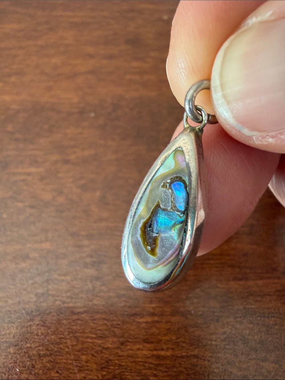 Vintage Southwestern Teardrop Pendant With Natural Paua Abalone Shell